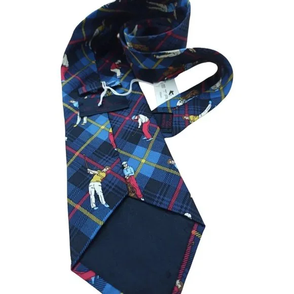 🆕ETRO MILANO Blue Plaids & Checks Golf Player Silk Tie ITALY 57/ 3.8 NWT